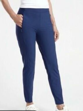 Athleta Stellar Tight – Blue Euroluxe Fabric, Zip Pockets, Ankle Zips